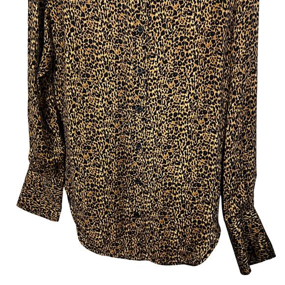 FRAME The Standard Shirt XS Sand Leopard Print 100% Silk Button Down Long Sleeve - Picture 3 of 10
